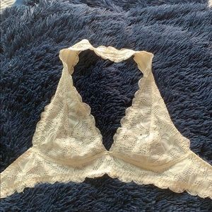 Free People Ivory Halter Lace Bralette